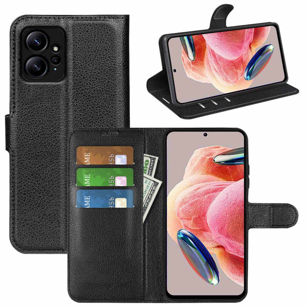 Für Xiaomi Redmi Note 12 4G Handy Tasche Wallet Premium Schutz Hülle Case Cover Etuis Neu Zubehör Schwarz