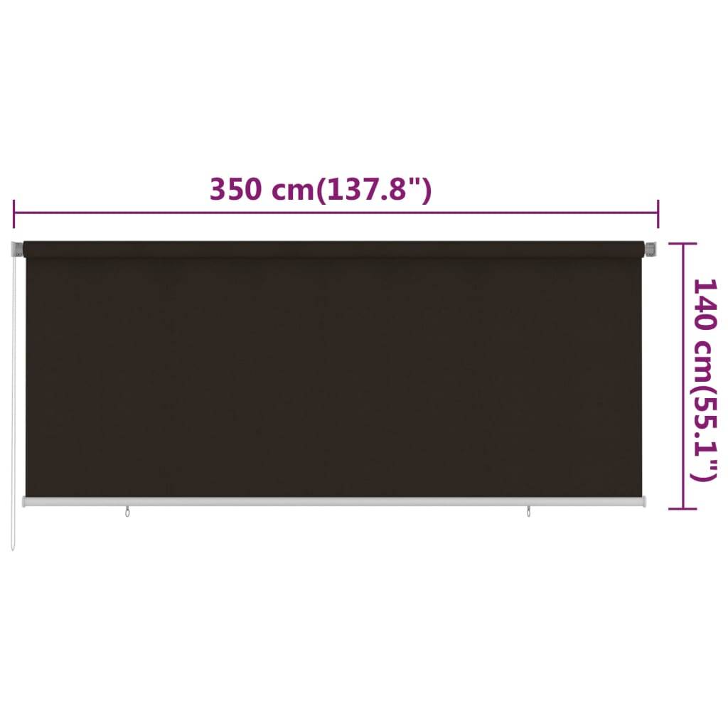 vidaXL Außenrollo 350x140 cm Braun HDPE
