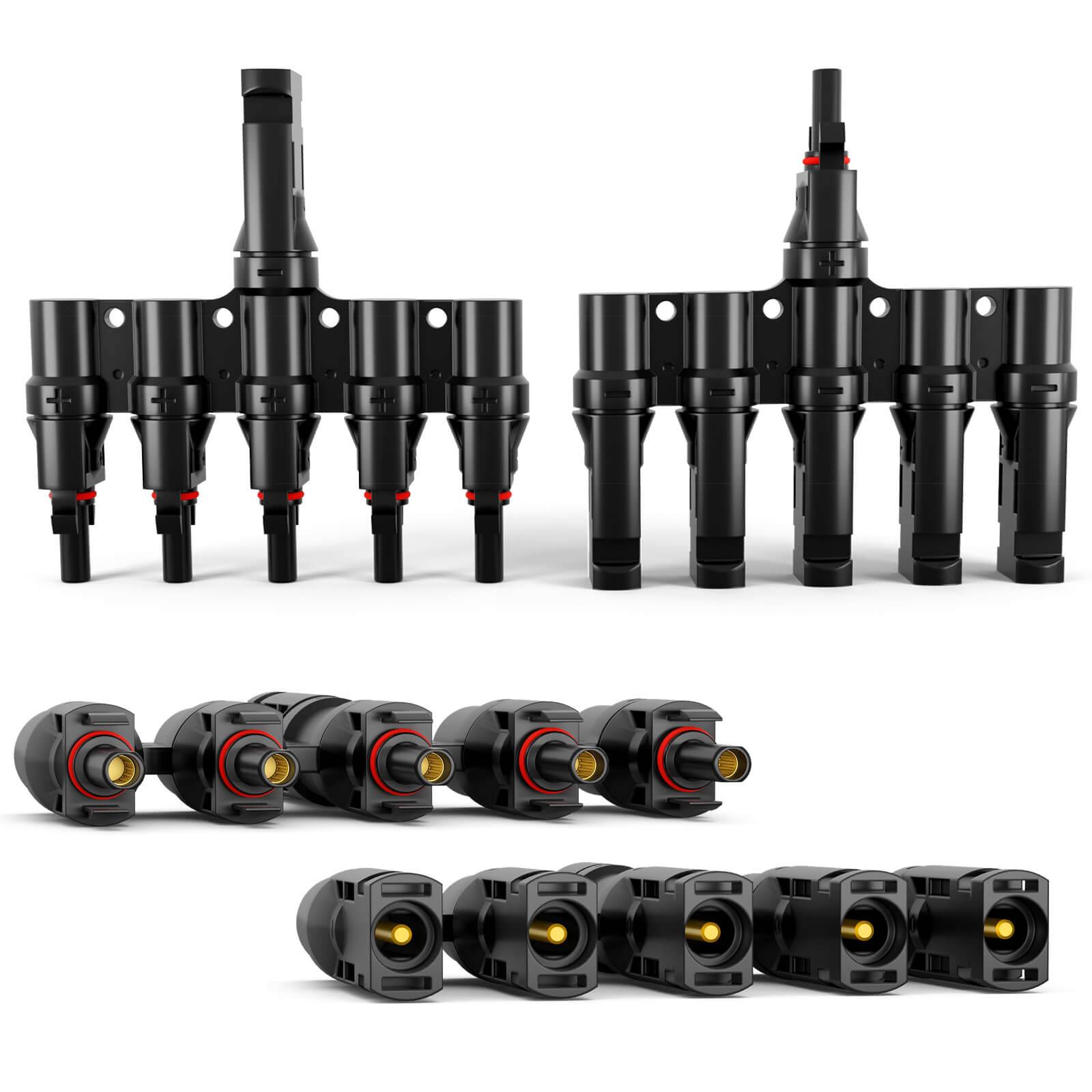 hb-digital PV Steckverbinder Solarstecker Verteiler Typ-T 5-fach für Photovoltaik