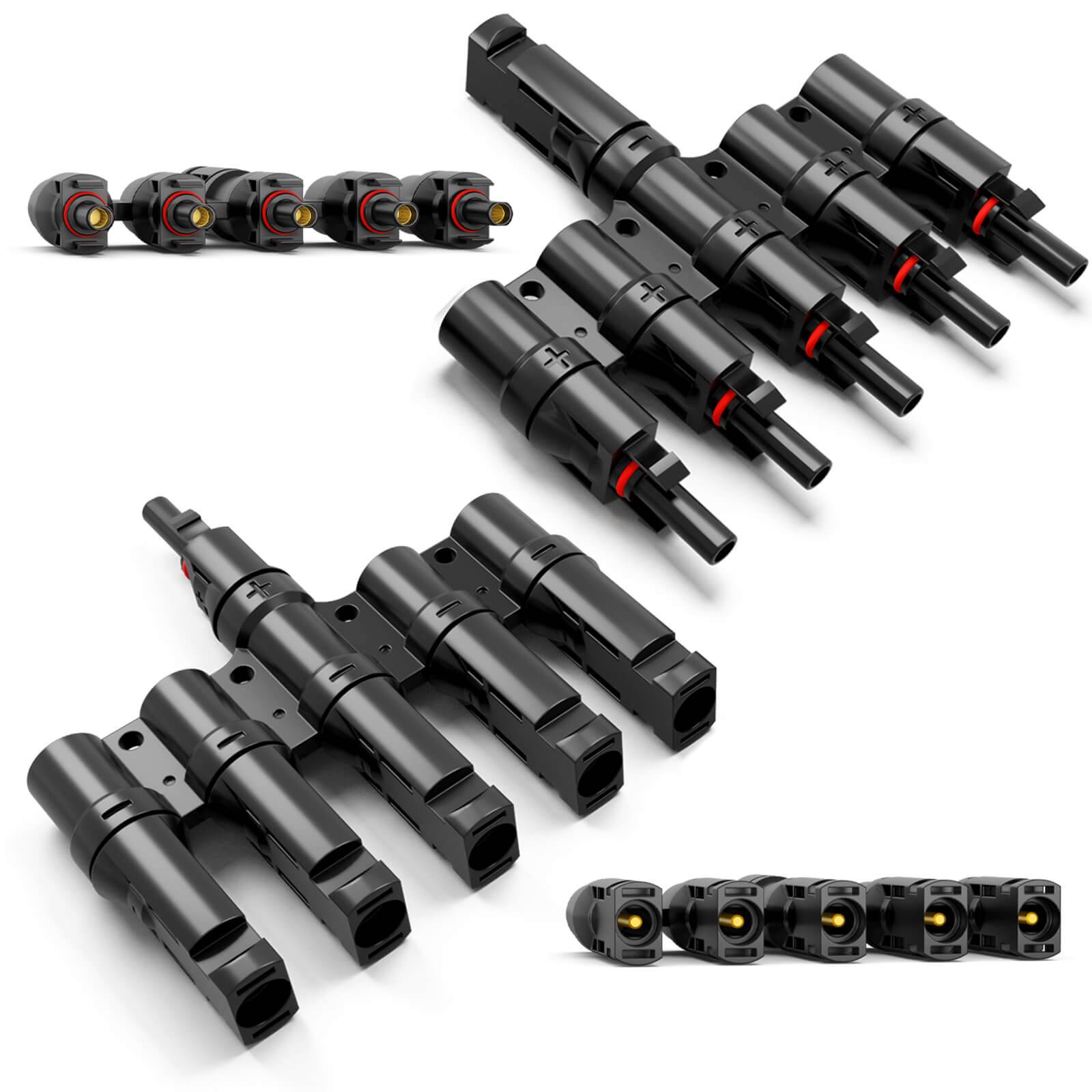 hb-digital PV Steckverbinder Solarstecker Verteiler Typ-T 5-fach für Photovoltaik