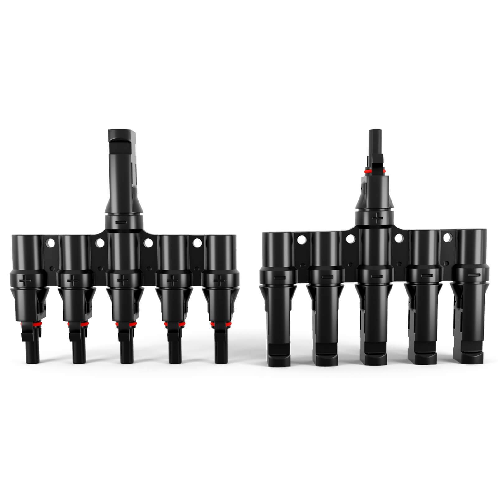 hb-digital PV Steckverbinder Solarstecker Verteiler Typ-T 5-fach für Photovoltaik