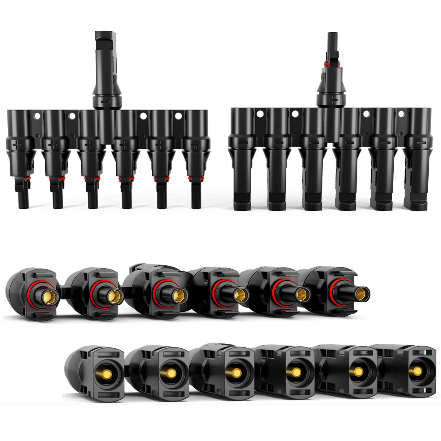 hb-digital Solarstecker Verteiler Typ-T 6-fach Photovoltaik Steckverbinder für Solarkabel