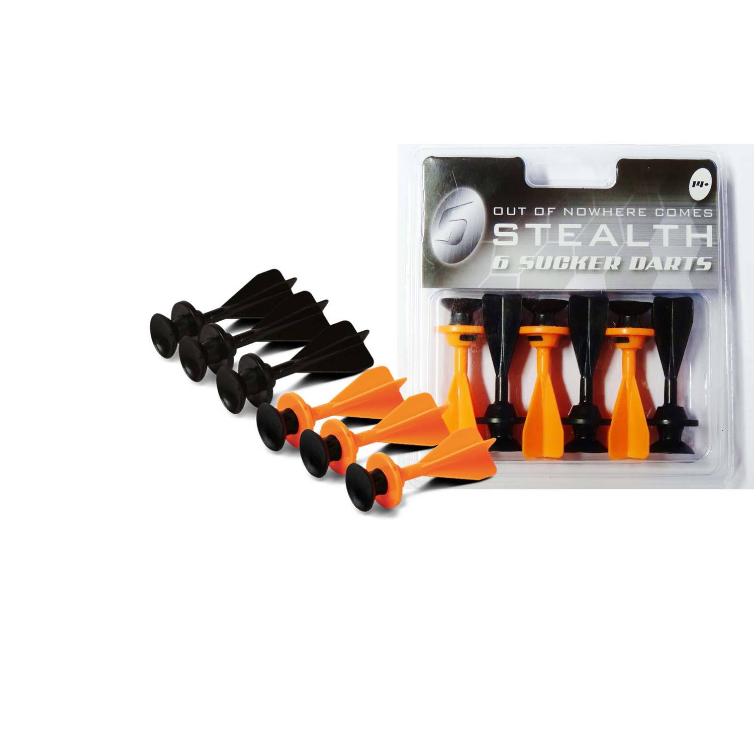Petron 426 STEALTH Pfeile mit Saugnapf Zubehör für Sport Armbrust, schwarz/orange (6er Pack)