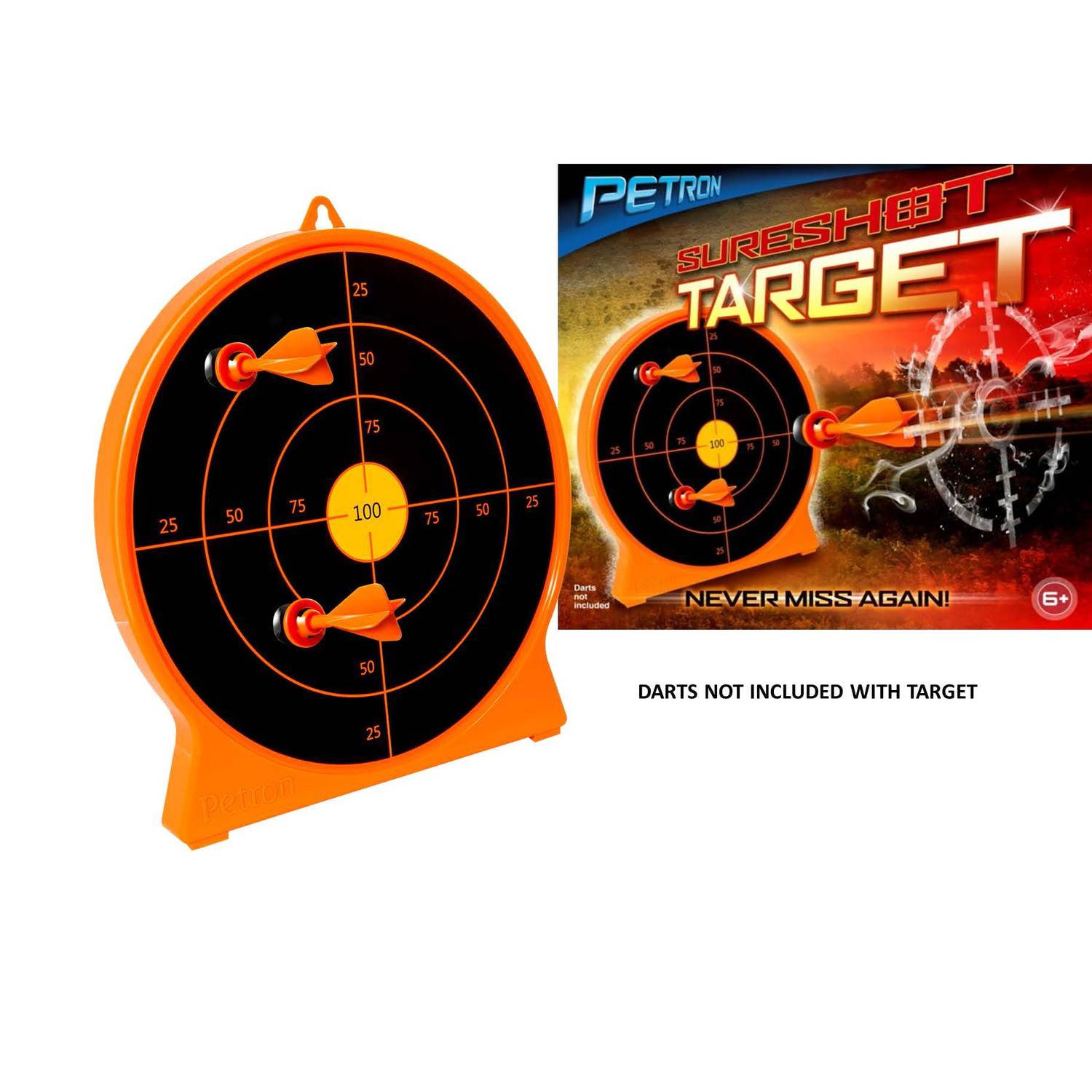 Petron 162/T SURESHOT Kinder Zielscheibe Ø 25cm ohne Pfeile, orange/schwarz