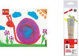 Marabu KiDS Künstlerpinsel Junior Little Artist, 4er Set für nahezu alle Farben geeignet, Synthetikhaar, robuste,