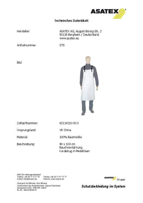 Segeltuchschürze L.ca.100xB.ca.80cm rotbraun ASATEX
