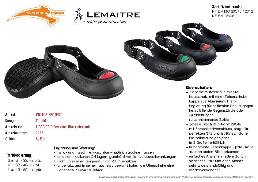 Sicherheitsüberschuh Visitor protect Gr.L (43-50) schwarz/grün EN 20345 LEMAITRE