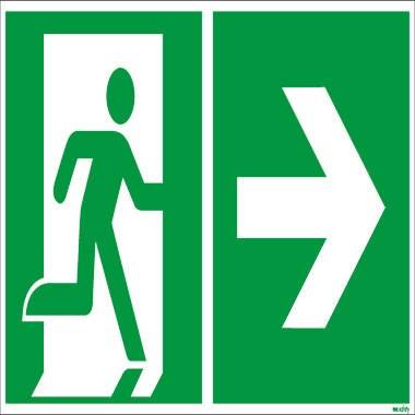 Hinweisschild Rettungsweg rechts 30x15cm Hart-PVC