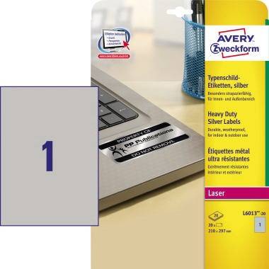 Avery Zweckform Typenschildetikett L6013-20 210x297mm 20 St./Pack.