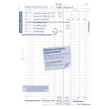 Avery Zweckform Kassenabrechnung 428 DIN A4 2x50Blatt