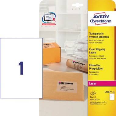 Avery Zweckform Adressetikett L7567-25 transparent 25 St./Pack.