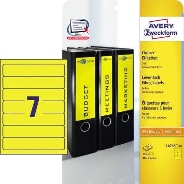 Avery Zweckform Ordneretikett L4765-20 38x192mm ge 140 St./Pack.