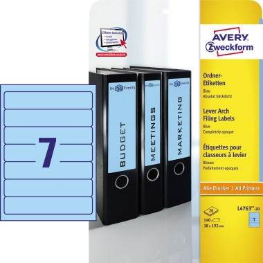 Avery Zweckform Ordneretikett L4763-20 38x192mm bl 140 St./Pack.
