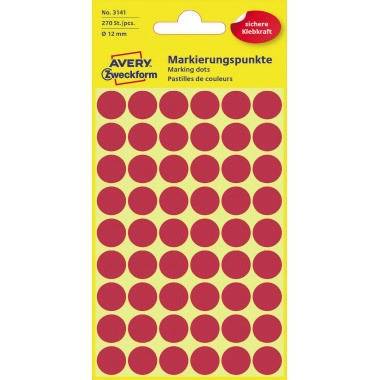 Avery Zweckform Markierungspunkt 3141 12mm rot 270 St./Pack.