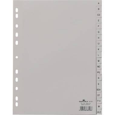 DURABLE Register 651010 DIN A4 volldeckend A-Z 20tlg. PP grau