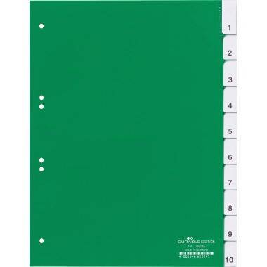 DURABLE Register 622105 DIN A4 10teilig Hartfolie grün
