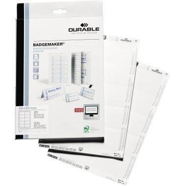DURABLE Einsteckschild BADGEMAKER 146002 61x210mm weiß 20 St./Pack