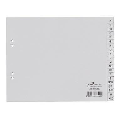 DURABLE Register 650010 DIN A4 teildeckend A-Z 20teilg PP grau