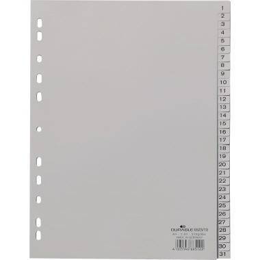 DURABLE Register 652310 DIN A4 volldeckend 1-31 31tlg. PP grau