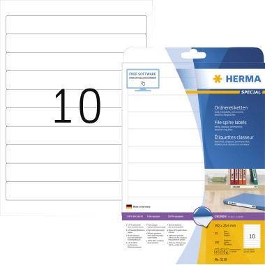 HERMA Ordneretiketten 5119 DIN A4 192x25,4mm weiß 250 St./Pack