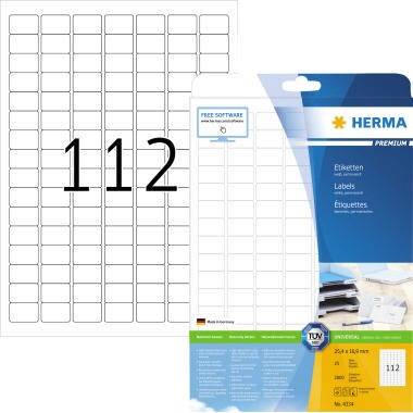 HERMA Etikett PREMIUM 4334 25,4x16,9mm weiß 2.800 St./Pack.