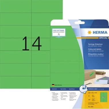 HERMA Etikett SuperPrint 5061 105x42,3mm grün 280 St./Pack.