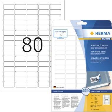 HERMA Haftetikett 10003 35,6x16,9mm weiß 2.000 St./Pack.