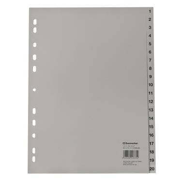Soennecken Register 1617 DIN A4 1-20 volle Höhe PP grau