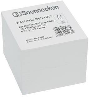 Soennecken Zettelboxeinlage 5807 97x97x82mm weiß 720 Bl./Pack.