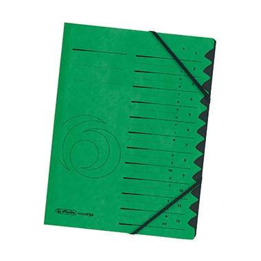 Herlitz Ordnungsmappe 10843332 DIN A4 12 Fächer Karton grün