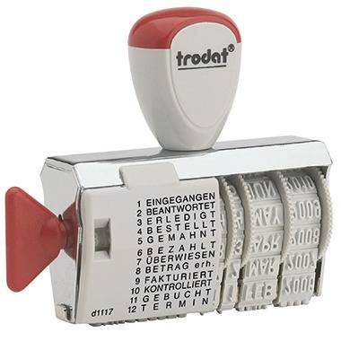 trodat Wortbandstempel Classic 1117 54340 8x7x2cm silber/lichtgrau/rot