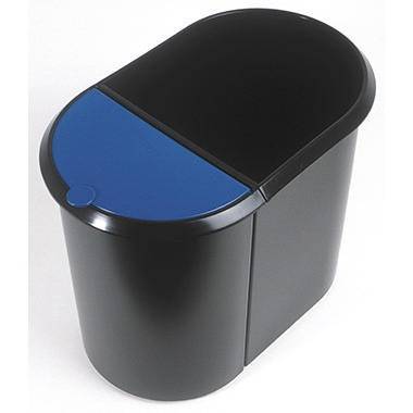 helit Papierkorb Duo-System H6103993 29l oval Kunststoff sw/bla