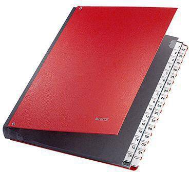 Leitz Pultordner 59310025 DIN A4 1-31 32Fächer Graupappe rot