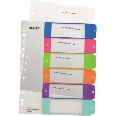 Leitz Register WOW 12420000 DIN A4 1-6 volle Höhe PP farbig