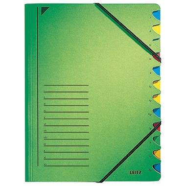 Leitz Ordnungsmappe 39120055 DIN A4 12Fächer farbig Karton grün