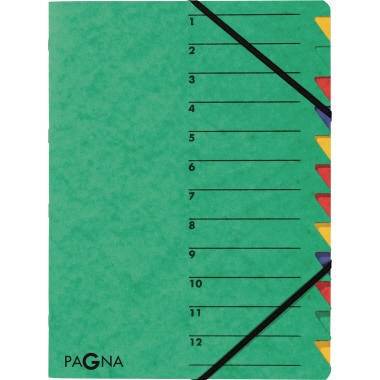 PAGNA Ordnungsmappe EASY 24131-08 DIN A4 12Fächer Pressspan grün