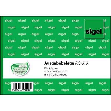 Sigel Ausgabebeleg AG615 DIN A6 quer 50Blatt
