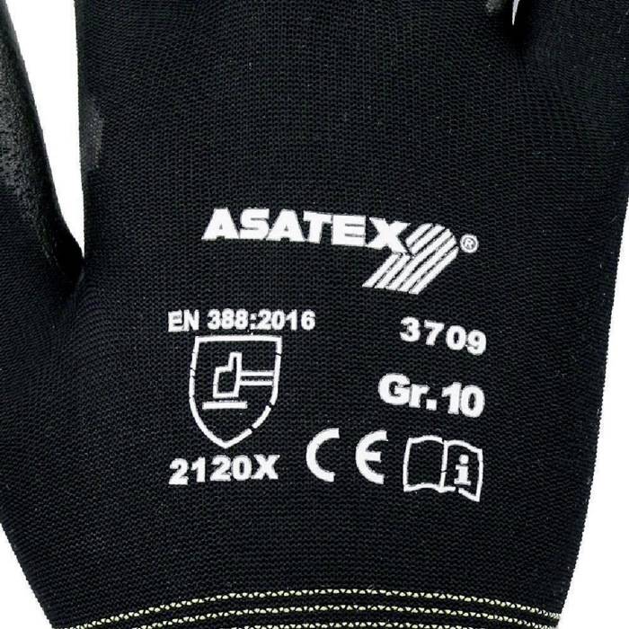 Handschuhe Gr.10 schwarz PA m.Soft-Polyurethan ASATEX