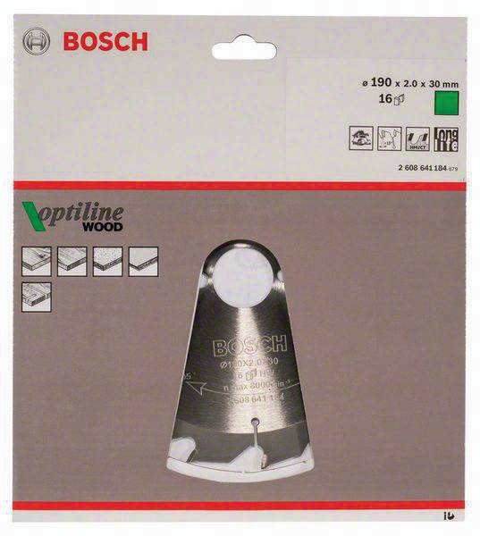 Kreissägeblatt Optiline Wood AD 190mm Z.16 WZ Schnitt-B.2mm BOSCH