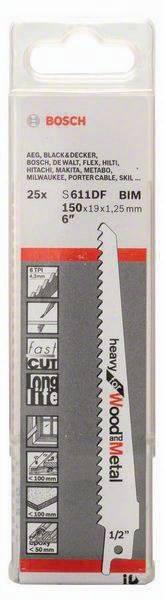 Säbelsägeblatt S 611 DF L.150mm B.19mm TPI 6 4,3mm 25 St./Karte