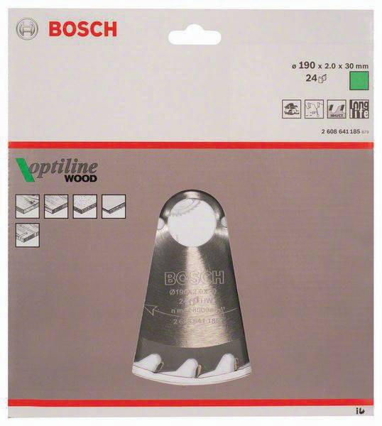 Kreissägeblatt Optiline Wood AD 190mm Z.24 WZ Schnitt-B.2mm BOSCH