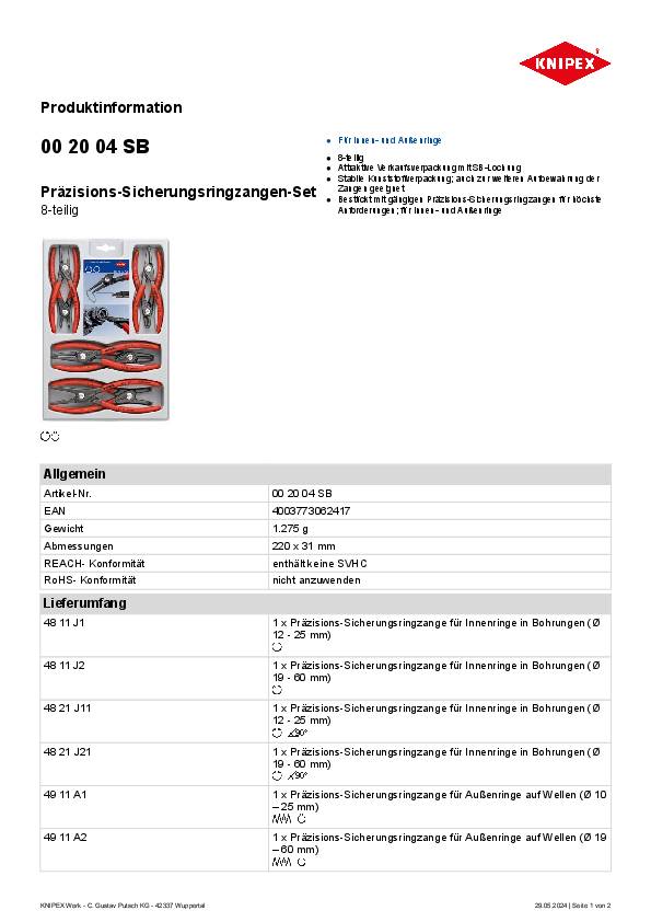 Sicherungsringzangensatz 8-tlg.KNIPEX