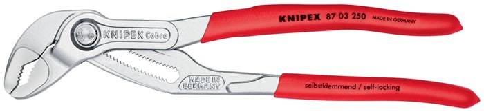 Wasserpumpenzange Cobra® L.250mm Spann-W.46mm verchr.Ku.-Überzug KNIPEX