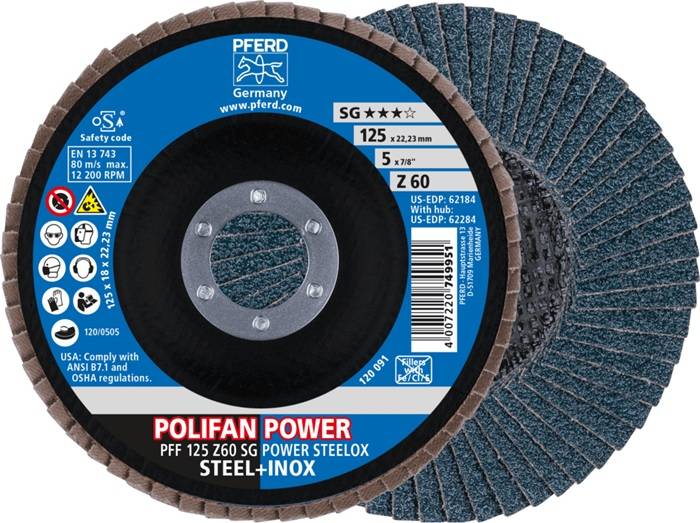 Fächerscheibe POLIFAN Z SG POWER STEELOX D.125mm K.Z-60 fl.INOX ZK