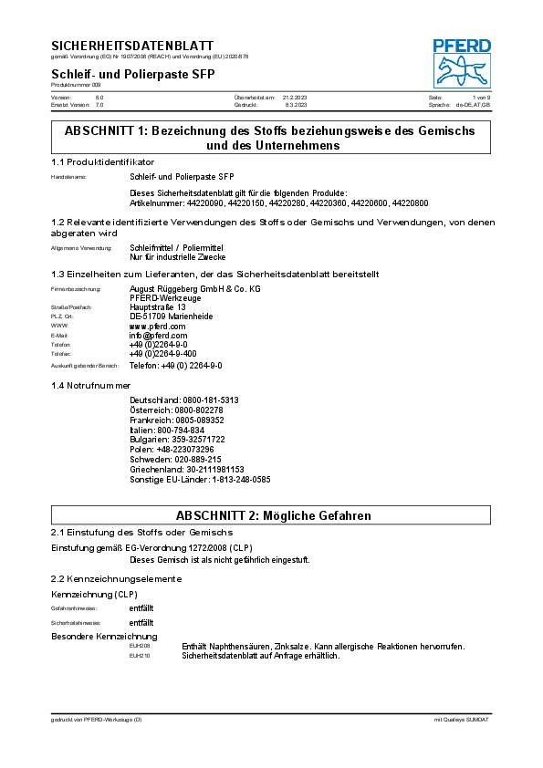 Schleifpaste SFP 280 extrem fein K.800 PFERD
