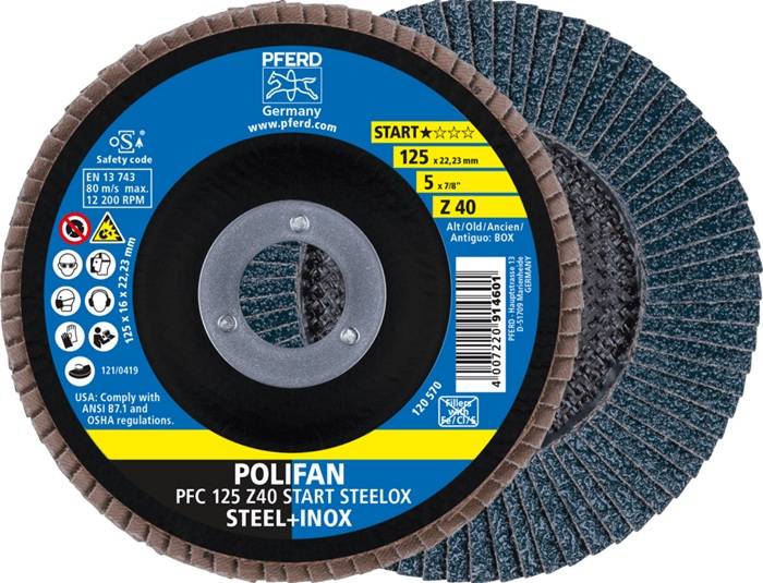 Fächerscheibe POLIFAN Z BOX D.125mm K.Z-40 kon.INOX ZK Box á 10 St.PFERD