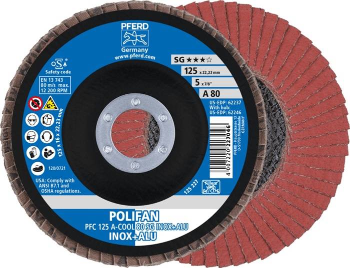 Fächerscheibe POLIFAN A-COOL SG INOX+ALU D.125mm K.A-80 kon.INOX/Aluminium NK