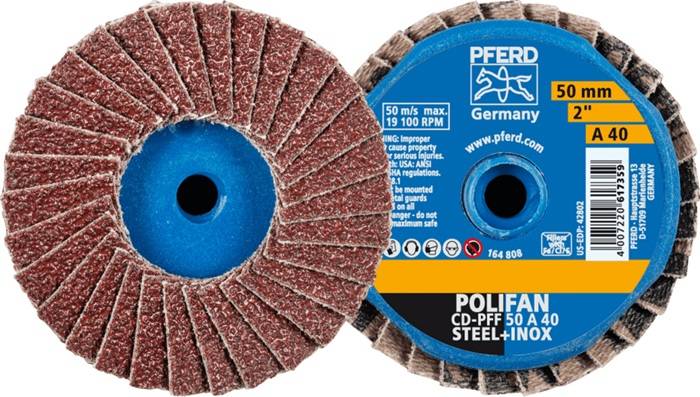 Fächerschleifscheibe COMBIDISC-Mini-POLIFAN D.50mm K.40 19100min-¹ PFERD