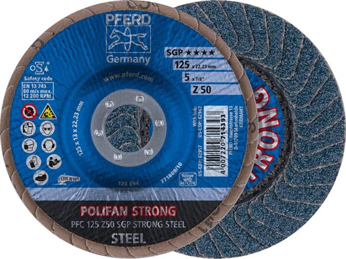 Fächerscheibe POLIFAN Z SGP STRONG STEEL D.125mm K.50 kon.INOX ZK PFERD