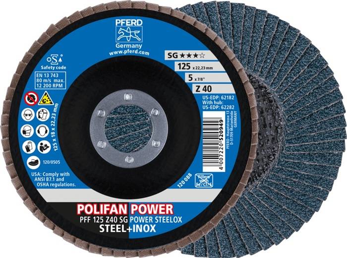 Fächerscheibe POLIFAN Z SG POWER STEELOX D.125mm K.Z-40 fl.INOX ZK